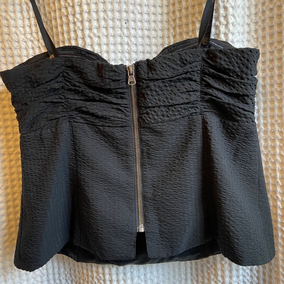 Nanette Lepore Black Seersucker Corset Top - Size 12 - Picture 4 of 11